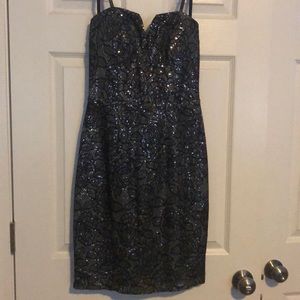 Black/Grey Strapless Cocktail Dress